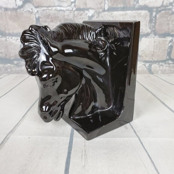Hobbyist Other - Black Stallion Bookend Decor Chess Knight Ceramic